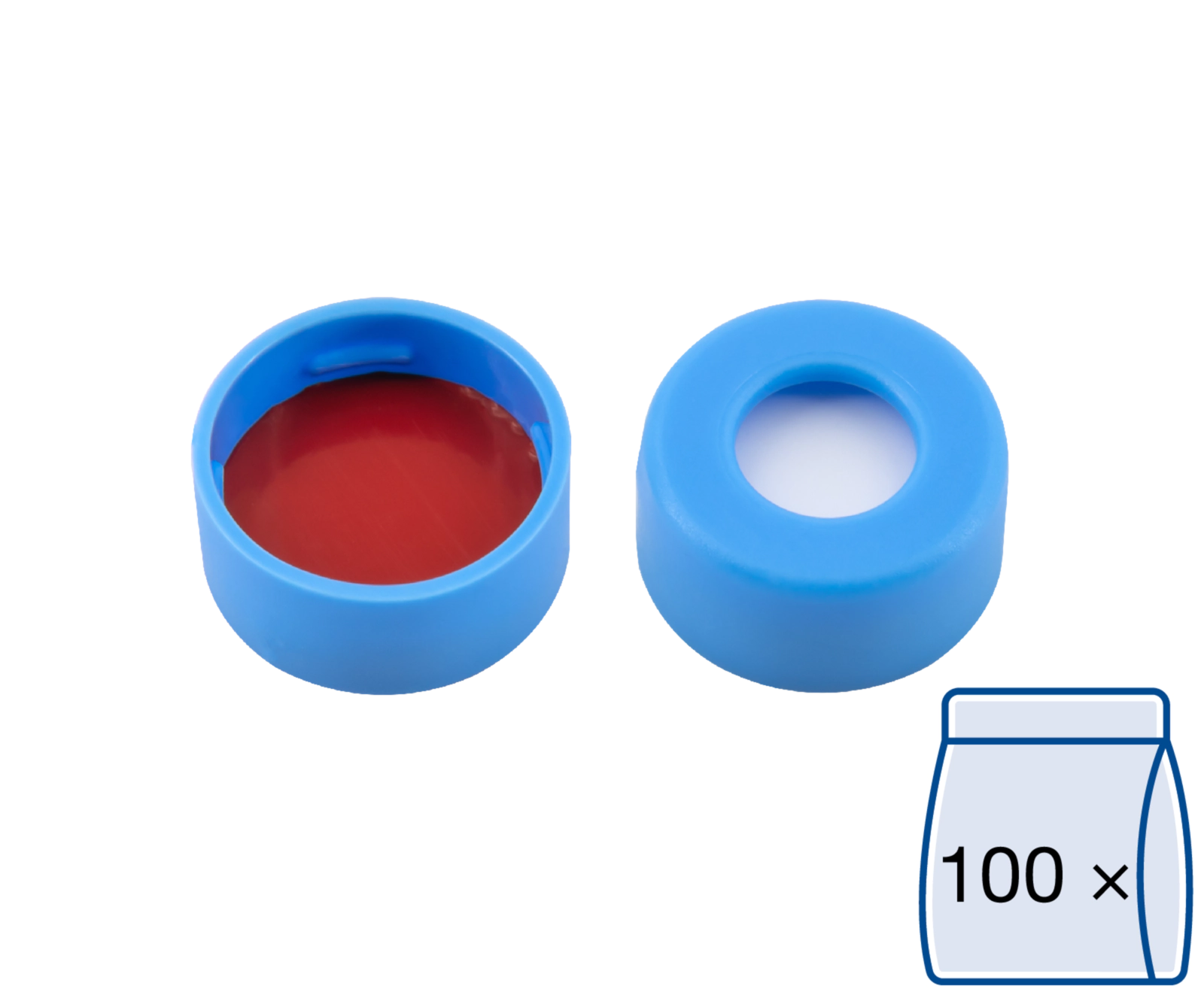 Snap ring closure, N 11, PE(soft), l. blue, c.hole, Silicone w./PTFE red,1.0 mm