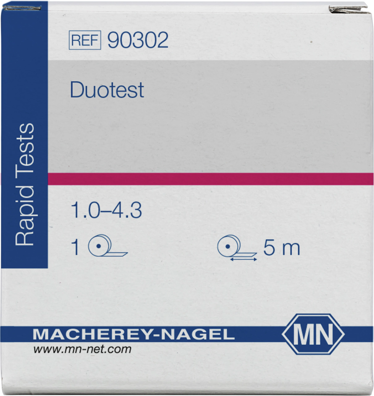 pH test paper Duotest pH 1.0–4.3, with two indicator zones
