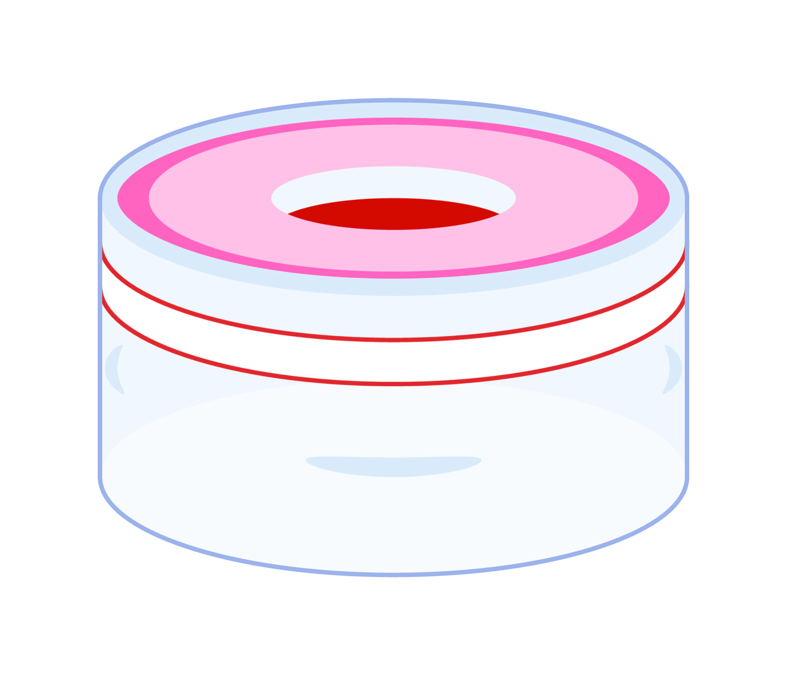 Snap ring closure, N 11, PE(hard), tr., c.hole,PTFE red/Silic. w./PTFE red,1.0mm