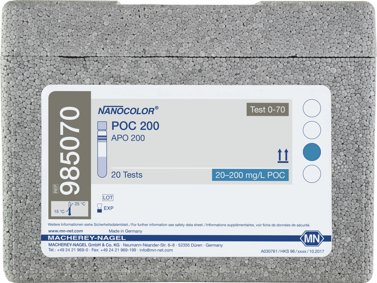 Kit NANOCOLOR POC 200 pentru determinarea acizilor polioxicarboxilici (POC), REF 985070