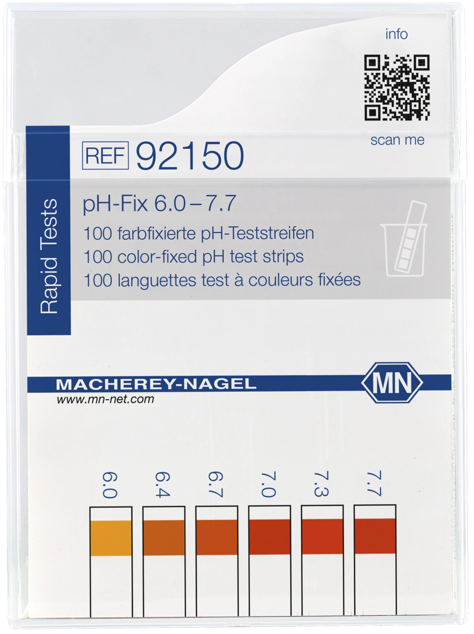 pH test strips, pH‑Fix 6.0–7.7, fixed indicator