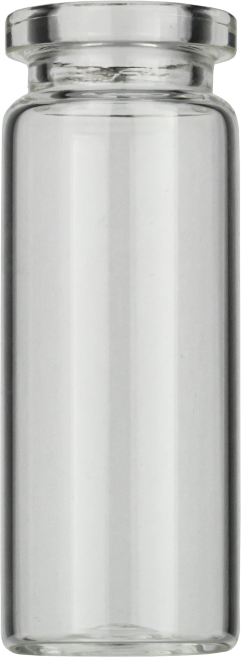 Crimp neck vial, N 20, 20.5x54.5 mm, 10.0 mL, flat bottom, flat neck, clear