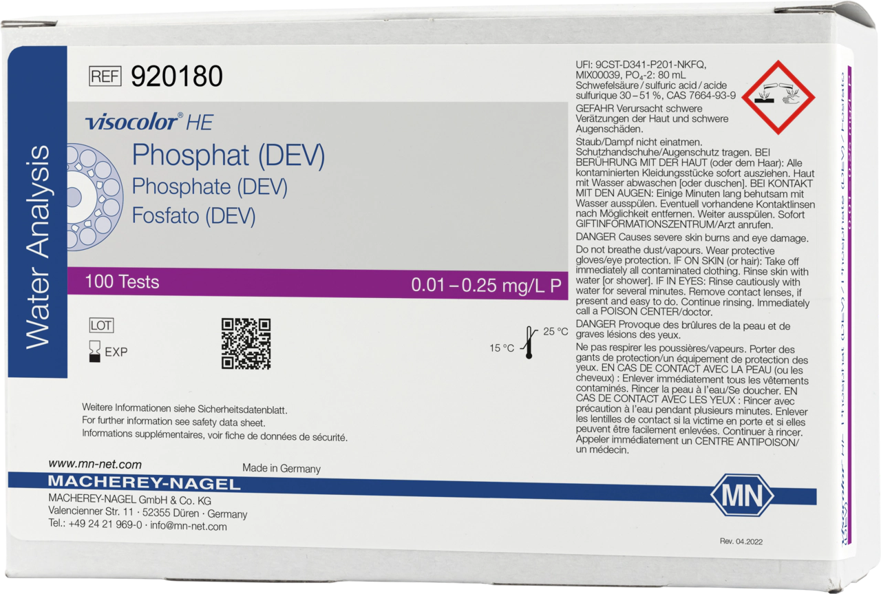 Colorimetric test kit VISOCOLOR HE Phosphate (DEV), refill pack