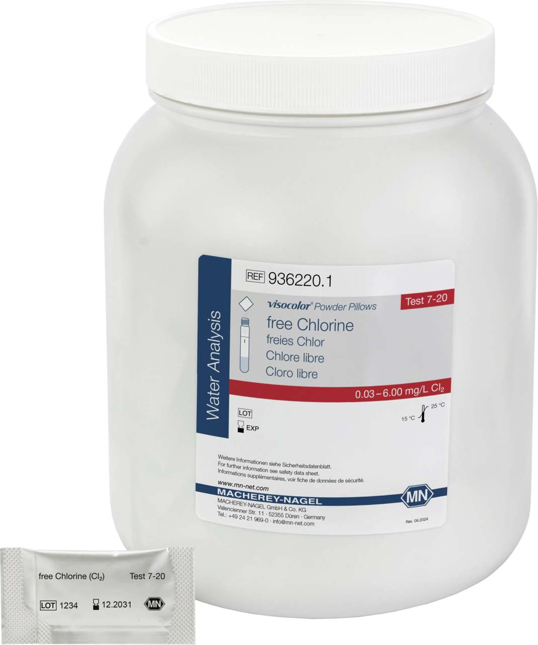 Reagents VISOCOLOR Powder Pillows free Chlorine, 1000 tests, photometric test