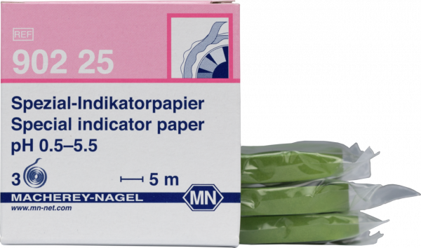 Special indicator paper pH 0.5–5.5, reel, refill pack