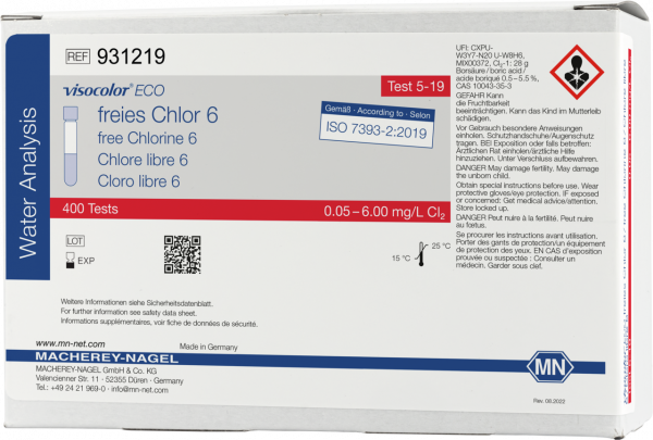 Colorimetric test kit VISOCOLOR ECO Free chlorine 6, refill pack