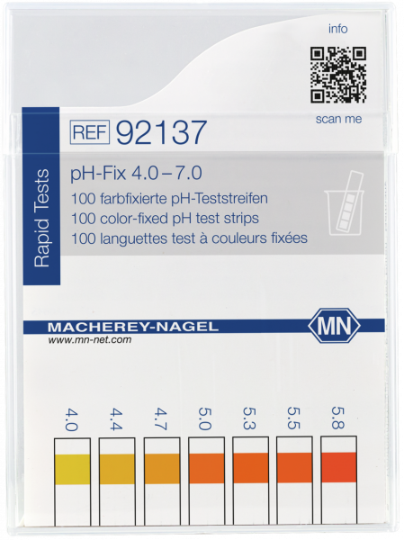 pH test strips, pH‑Fix 4.0–7.0, fixed indicator