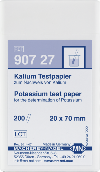 Qualitative Potassium test paper for Potassium: 250 mg/L K⁺