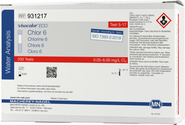 Colorimetric test kit VISOCOLOR ECO Chlorine 6, free and total, refill pack