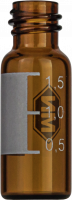 Screw neck vial, N 8, 11.6x32.0 mm, 1.5 mL, label, flat bottom, amber Screw neck vial, N 8, 11.6x32.0 mm, 1.5 mL, label, flat bottom, amber