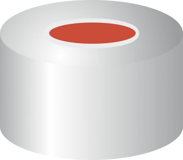 Crimp closure, N 11, alu., center hole, Natural Rubber/Butyl/TEF, 1.0 mm