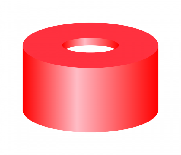 Snap ring closure, N 11, PE(hard), red, center hole,Red Rubber/FEP colorl.,1.0mm