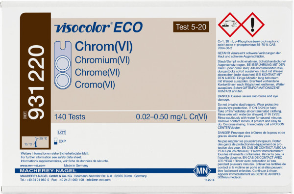 Colorimetric test kit VISOCOLOR ECO Chromium (VI), refill pack