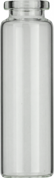 Crimp neck vial, N 20, 23.25x75.5 mm, 20.0 mL, flat bottom, flat neck, clear