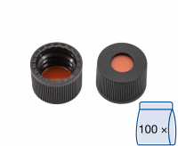 Screw closure, N 8, PP, black, center hole, Red Rubber/FEP colorl., 1.3 mm Screw closure, N 8, PP, black, center hole, Red Rubber/FEP colorl., 1.3 mm