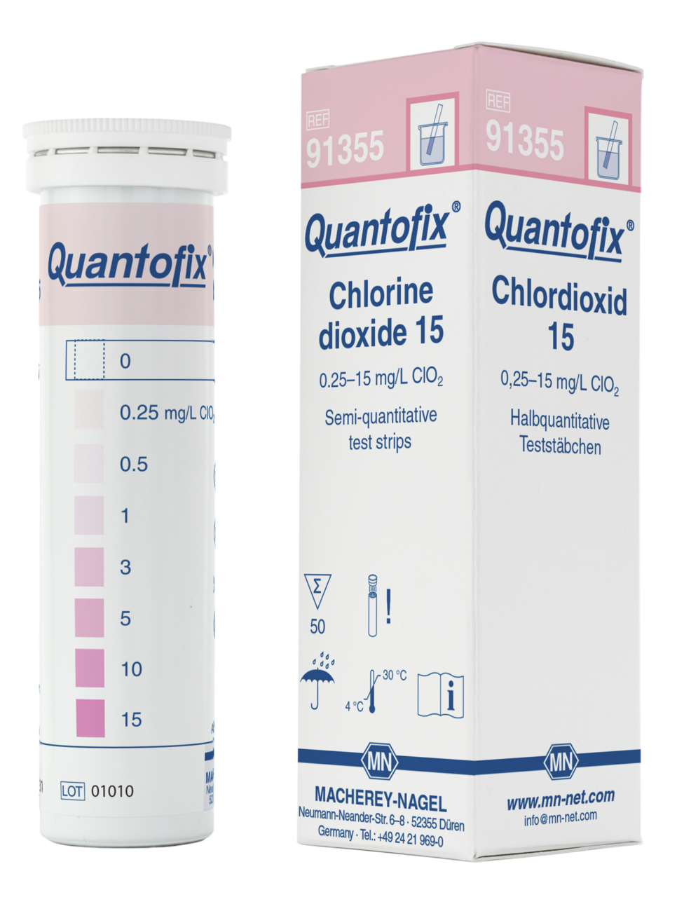 Semiquantitative test strips QUANTOFIX Chlorine dioxide 15, MN