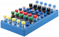 Vial rack, max. diameter 12 mm, 50 pos., stackable (if empty) Vial rack, max. diameter 12 mm, 50 pos., stackable (if empty)