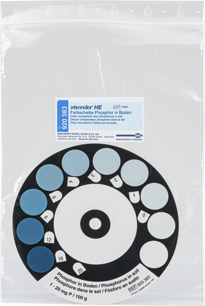 Color comparison disc for VISOCOLOR HE Phosphorous in soil