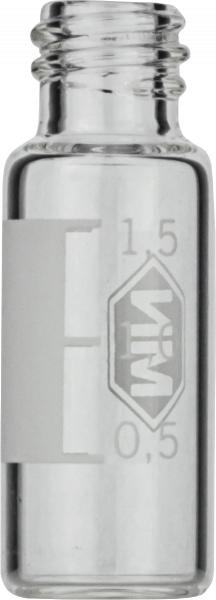 Screw neck vial, N 8, 11.6x32.0 mm, 1.5 mL, label, flat bottom, clear
