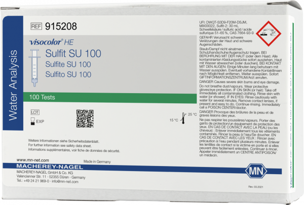 Titrimetric test kit VISOCOLOR HE Sulfite SU 100, refill pack
