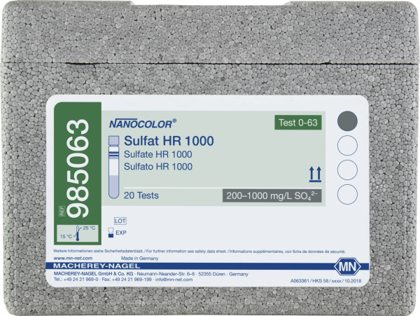 Tube test NANOCOLOR Sulfate HR 1000