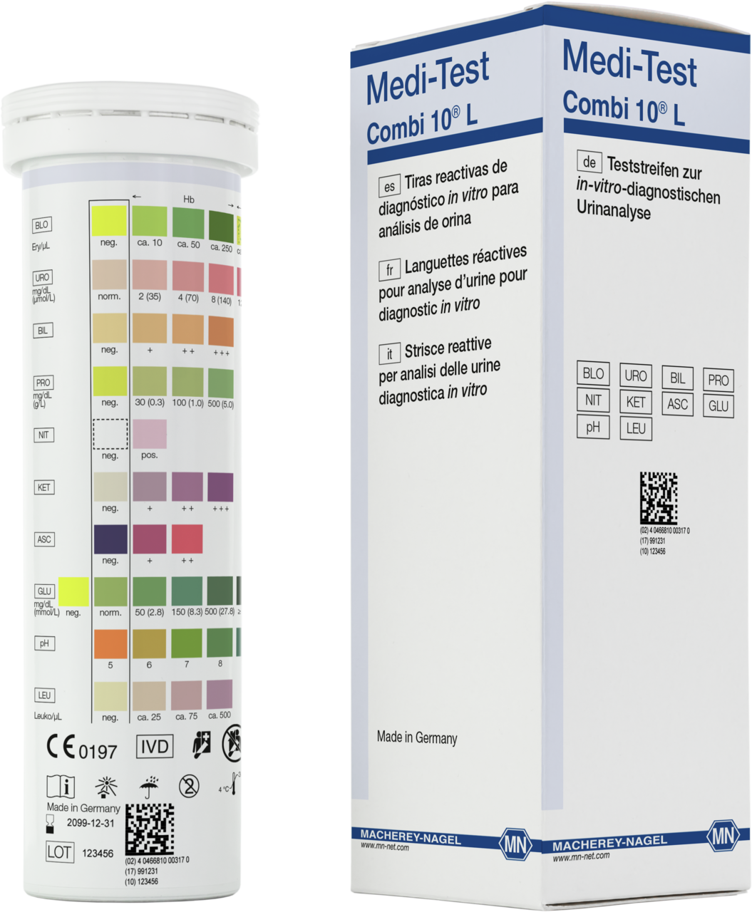 Bandelettes réactives pour analyse d'urine, Medi-Test Combi 10 L