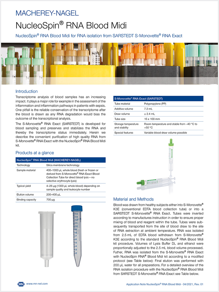 NucleoSpin Dx RNA Blood (IVD) for RNA isolation SMonovette RNA Exact MACHEREYNAGEL