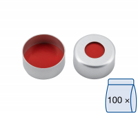 Crimp closure, N 11, alu., center hole, PTFE red/Silicone white/PTFE red, 1.0 mm Crimp closure, N 11, alu., center hole, PTFE red/Silicone white/PTFE red, 1.0 mm