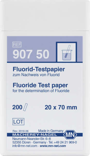 Qualitative Fluoride test paper for Fluoride: 20 mg/L F⁻