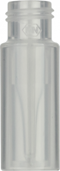 Screw neck vial, N 9, 11.6x32.0 mm, PP tr., w. intergr. 0.2 mL con. glass insert