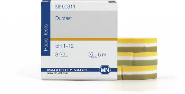 pH test paper Duotest pH 1–12, with two indicator zones, refill pack