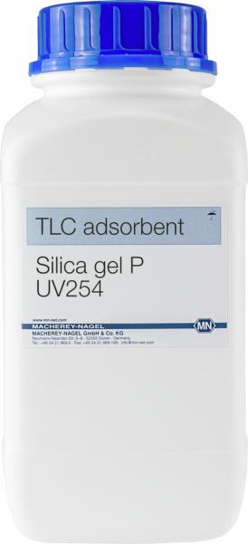 TLC adsorbent (bulk), Silica gel P, contains gypsum + UV indicator F254, 5–50 μm