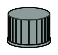 Screw closure, N 8, PP, black, closed top, Red Rubber/FEP colorl., 1.3 mm Screw closure, N 8, PP, black, closed top, Red Rubber/FEP colorl., 1.3 mm