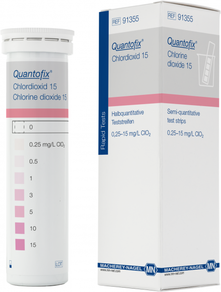 Languettes test semi-quantitatives QUANTOFIX Dioxyde de chlore 15, MN