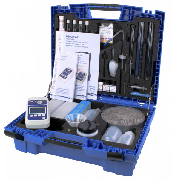 VISOCOLOR Reagent case for soil analysis with PF‑3 Soil, with accessories