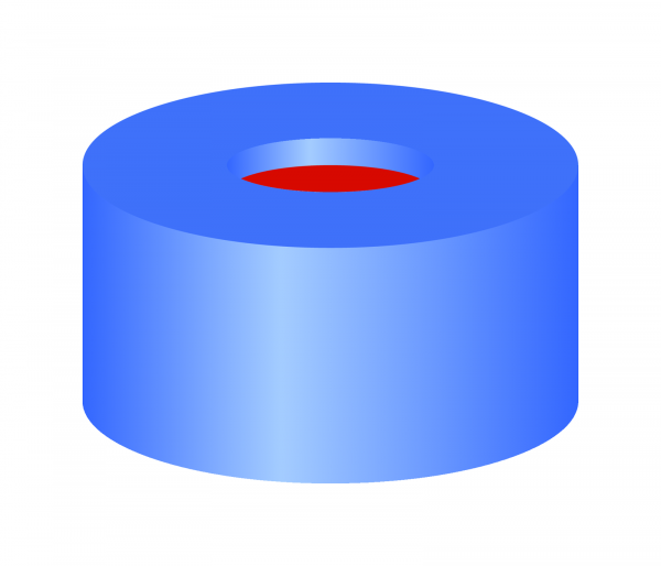 Snap ring closure, N 11,PE(hard),blue,c.hole,PTFE red/Silicone w./PTFE red,1.0mm