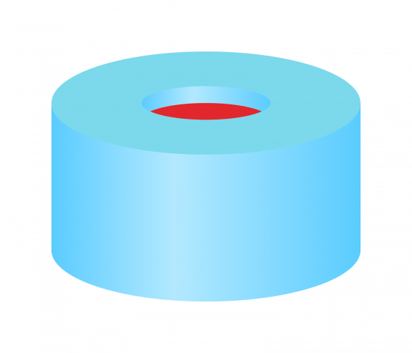 Snap ring closure, N 11, PE, (soft),l.blue, c. hole,Red Rubber/FEP colorl.,1.0mm