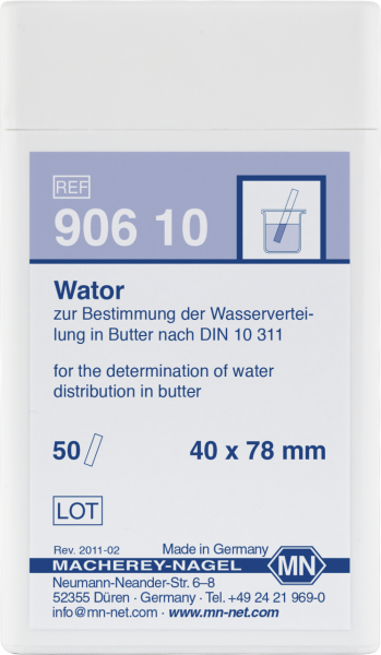 Qualitative test paper Wator for Water determination in butter