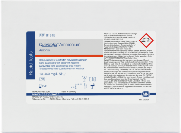 Semi-quantitative test strips QUANTOFIX Ammonium