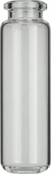 Crimp neck vial, N 20, 23.0x75.5 mm, 20.0 mL, rounded bottom, bev. neck, clear