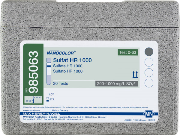 Tube test NANOCOLOR Sulfate HR 1000