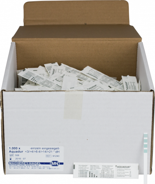 AQUADUR 4–21, for water hardness, individually sealed, 1000 strips