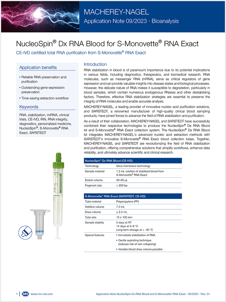 NucleoSpin Dx RNA Blood (IVD) for RNA isolation SMonovette RNA Exact