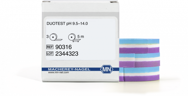 pH test paper Duotest pH 9.5–14.0, with two indicator zones, refill pack