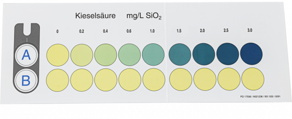 Color comparison chart for VISOCOLOR ECO Silica