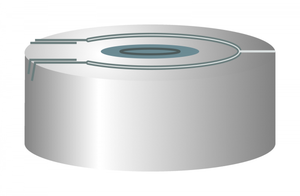 Crimp closure, N 20, alu.,pressure rel.,center hole,Butyl d.gray/PTFE gray,3.0mm