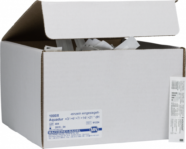 AQUADUR 4–21, for water hardness, individually sealed, 1000 strips