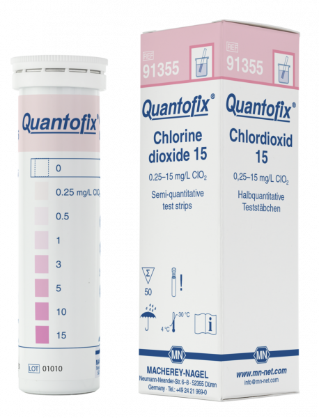 Semi-quantitative test strips QUANTOFIX Chlorine dioxide 15