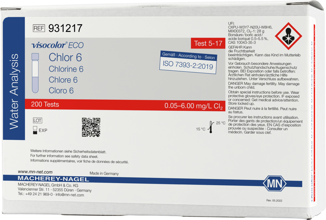 Colorimetric test kit VISOCOLOR ECO Chlorine 6, free and ...
