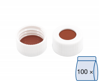 Screw closure (bonded), N 24, PP, white, center hole, Red Rubber/TEF, 2.5 mm Screw closure (bonded), N 24, PP, white, center hole, Red Rubber/TEF, 2.5 mm